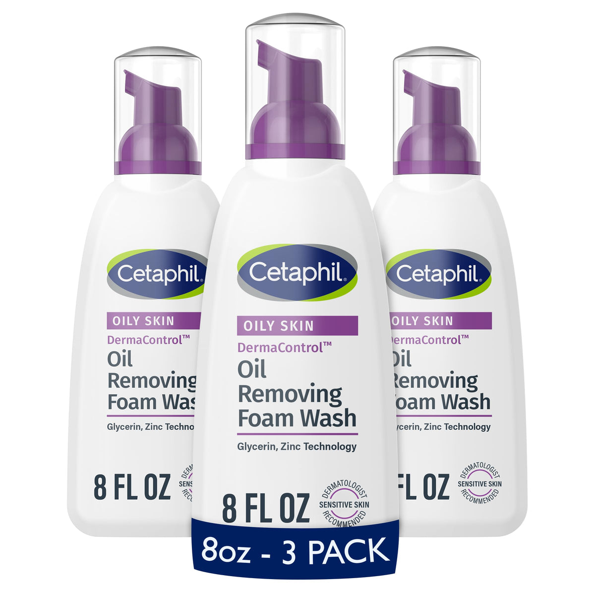 Cetaphil Pro Oil Removing Foaming Face Wash front view, 8 fl oz