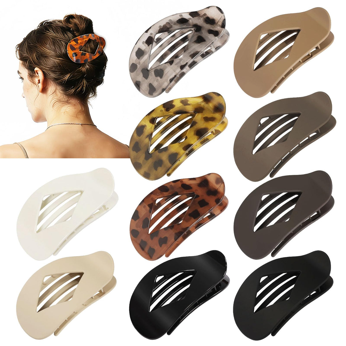 CHANDAT 10 PCS Flat Hair Clips assorted colours front view
