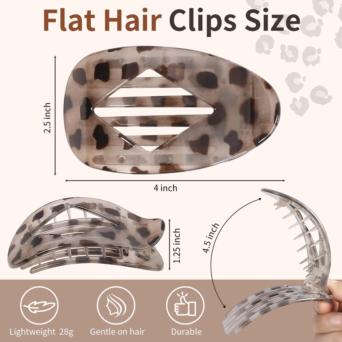 CHANDAT large hair claw clip in tortoise-shell print