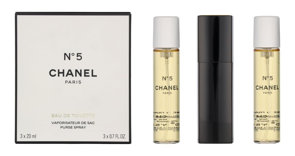 CHANEL No. 5 Eau De Toilette Set front view with two travel sprays