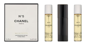CHANEL No. 5 Eau De Toilette Set front view with two travel sprays