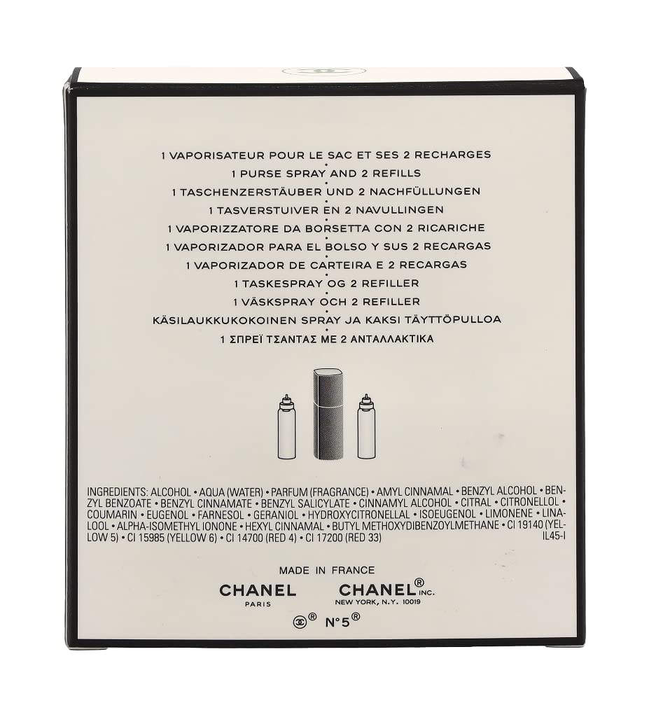 CHANEL No. 5 packaging with two Eau De Toilette sprays