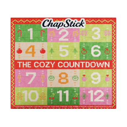 ChapStick Advent Calendar 2025 front view with 12 lip balm sticks