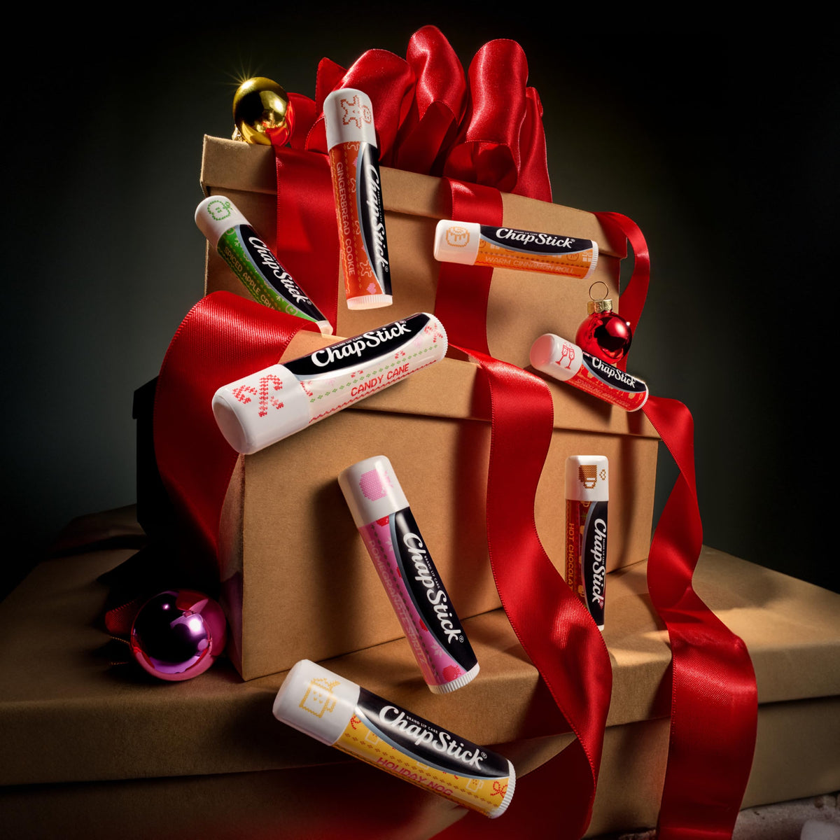 ChapStick Advent Calendar 2025 opened showing individual lip balms