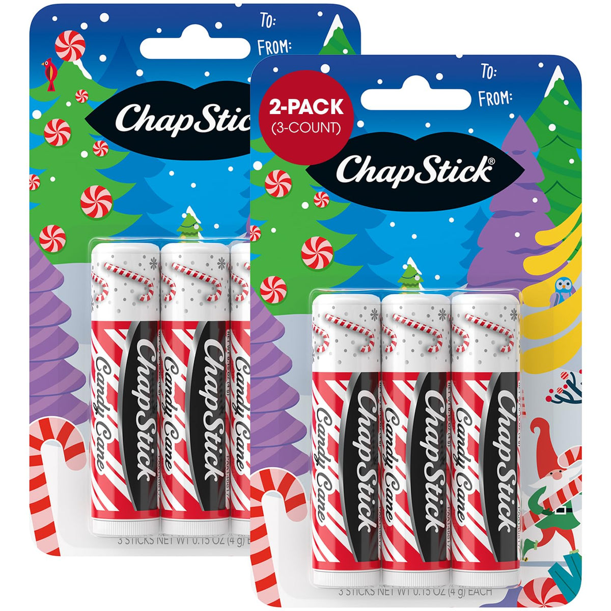 ChapStick Candy Cane Lip Balm 6-Count packaging front view