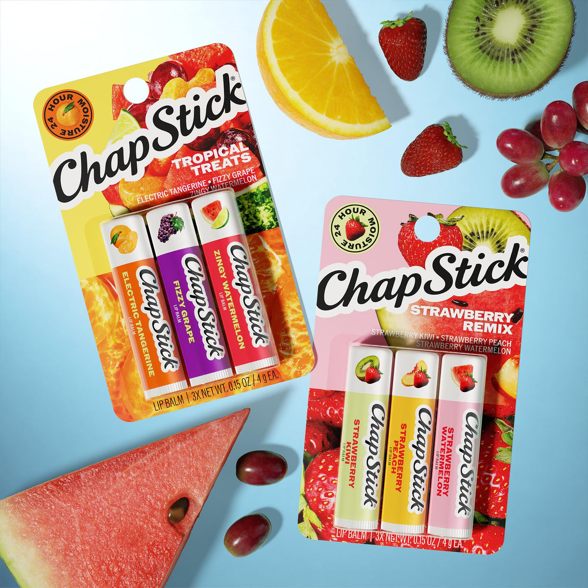 ChapStick Lip Balm Set on a wooden table