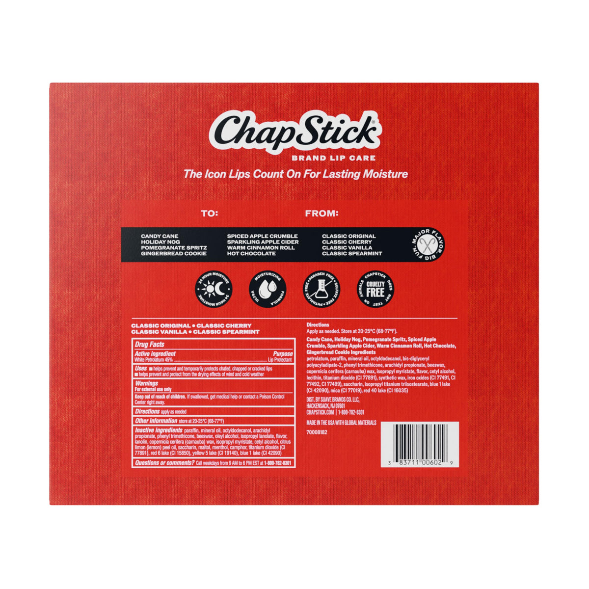 ChapStick lip balm stick with festive flavour label