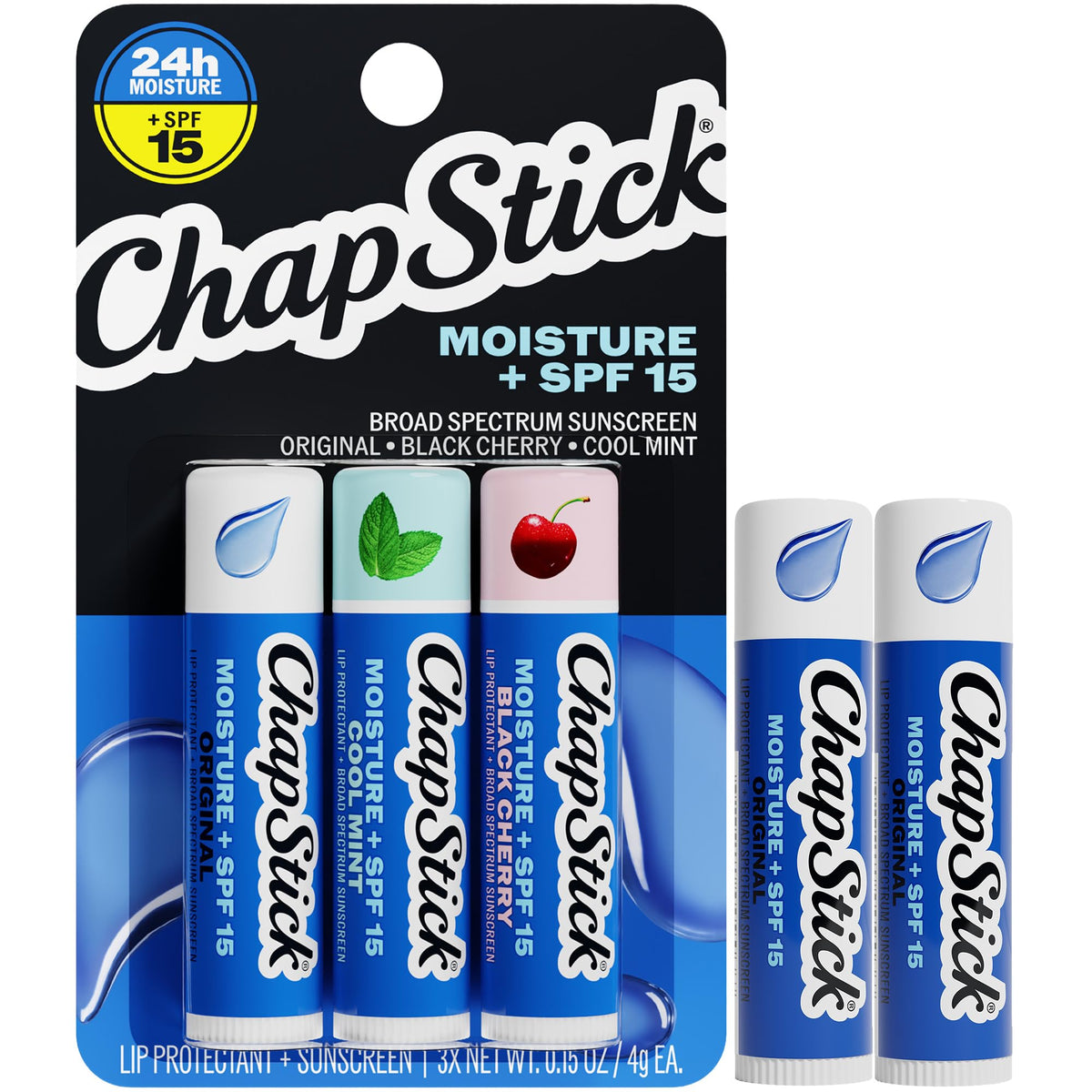 ChapStick Moisture + SPF 15 Lip Balm Variety 5-Pack front view