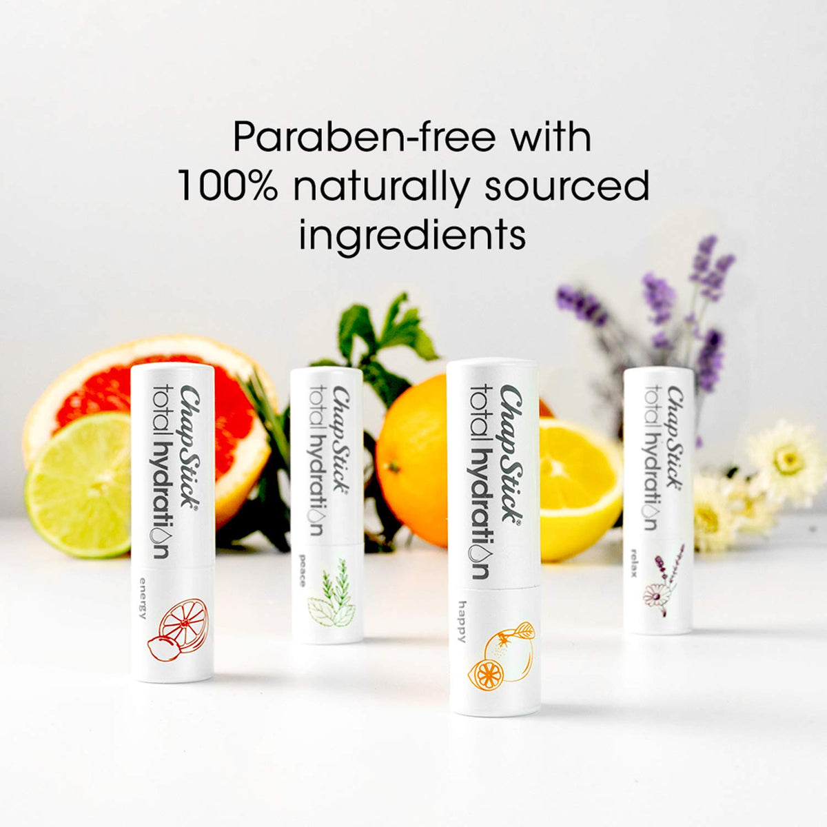 ChapStick Total Hydration Essential Oils Peace Lip Balm on a wooden surface