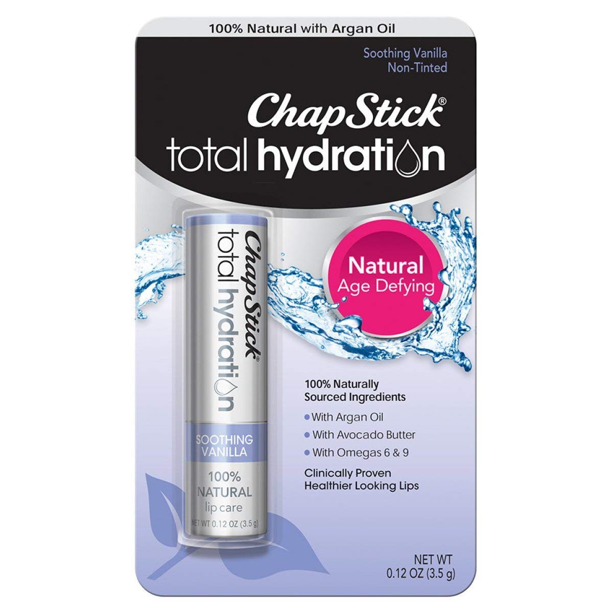 ChapStick Total Hydration Soothing Vanilla Lip Balm tube front view
