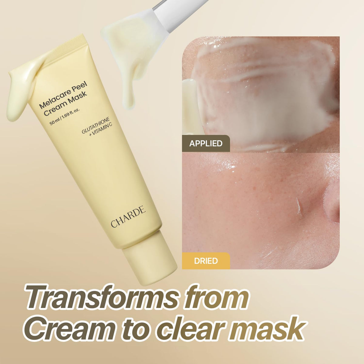 CHARDE Peel Off Cream Mask being peeled off