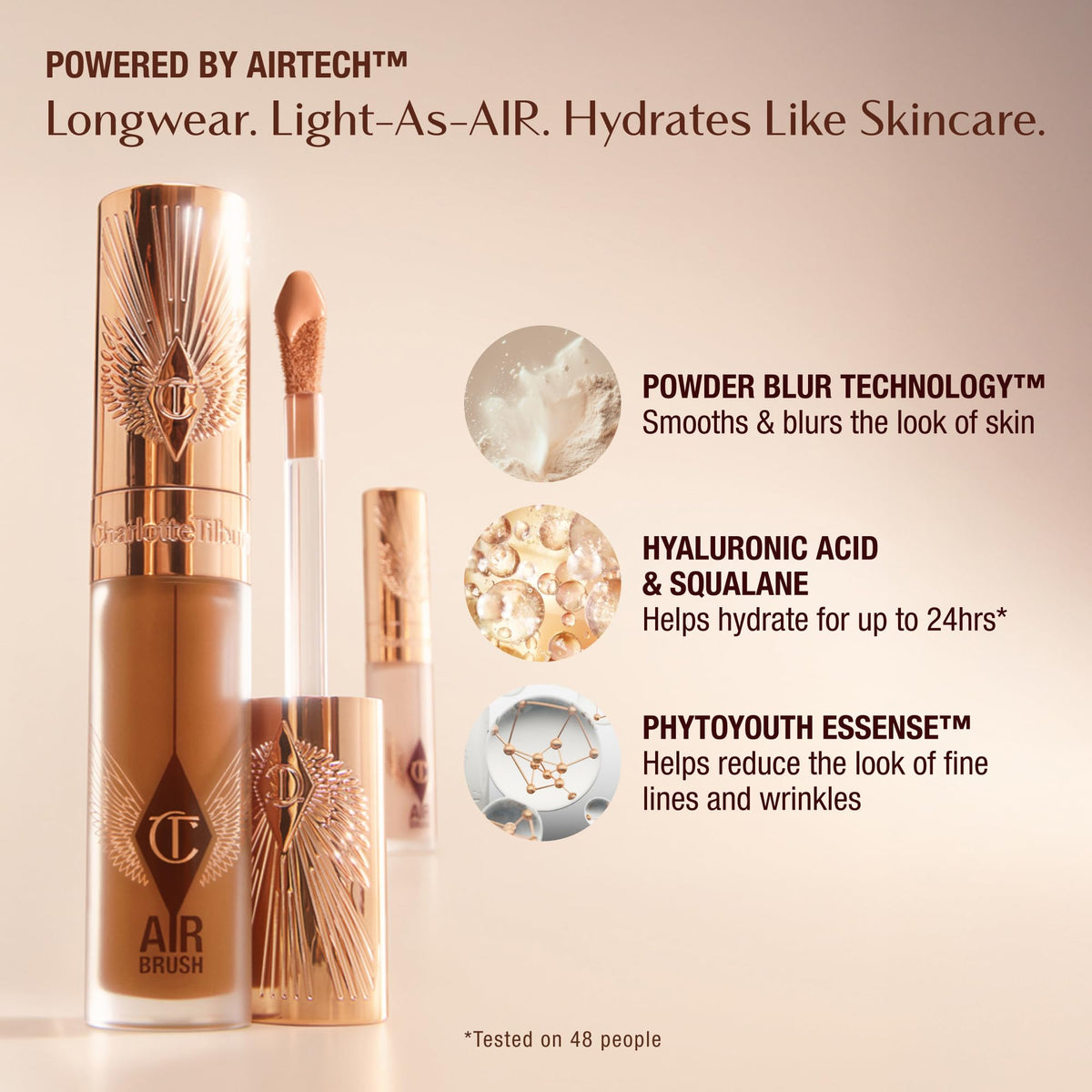 Charlotte Tilbury AIRbrush Flawless Blur Concealer with makeup tools