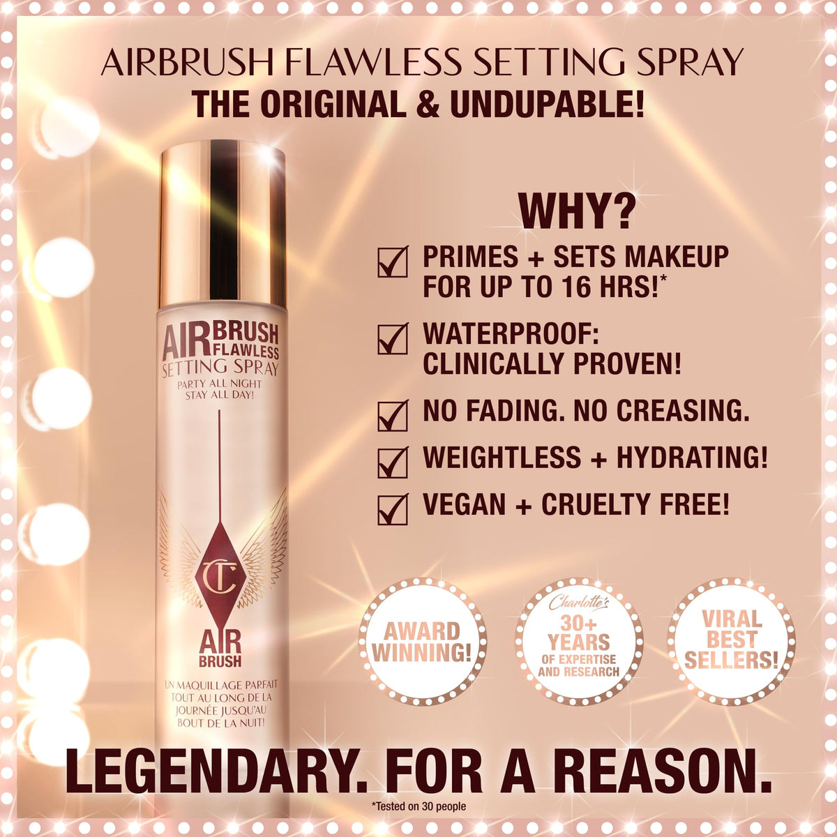 Charlotte Tilbury Airbrush Flawless Setting Spray back view with ingredients