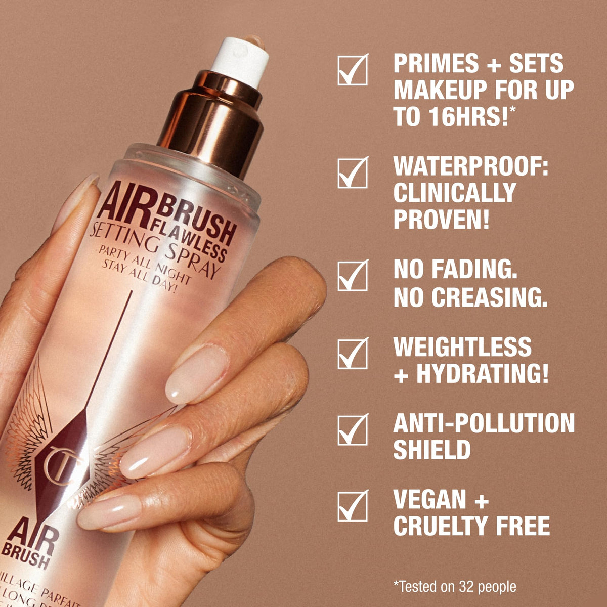 Charlotte Tilbury Airbrush Flawless Setting Spray mist application