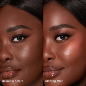 Charlotte Tilbury Beauty Light Wand in use on model's cheekbones
