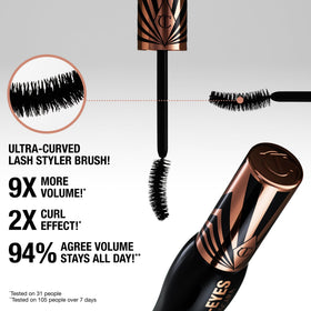 Charlotte Tilbury Exagger-Eyes Volume Mascara packaging with Art Deco design