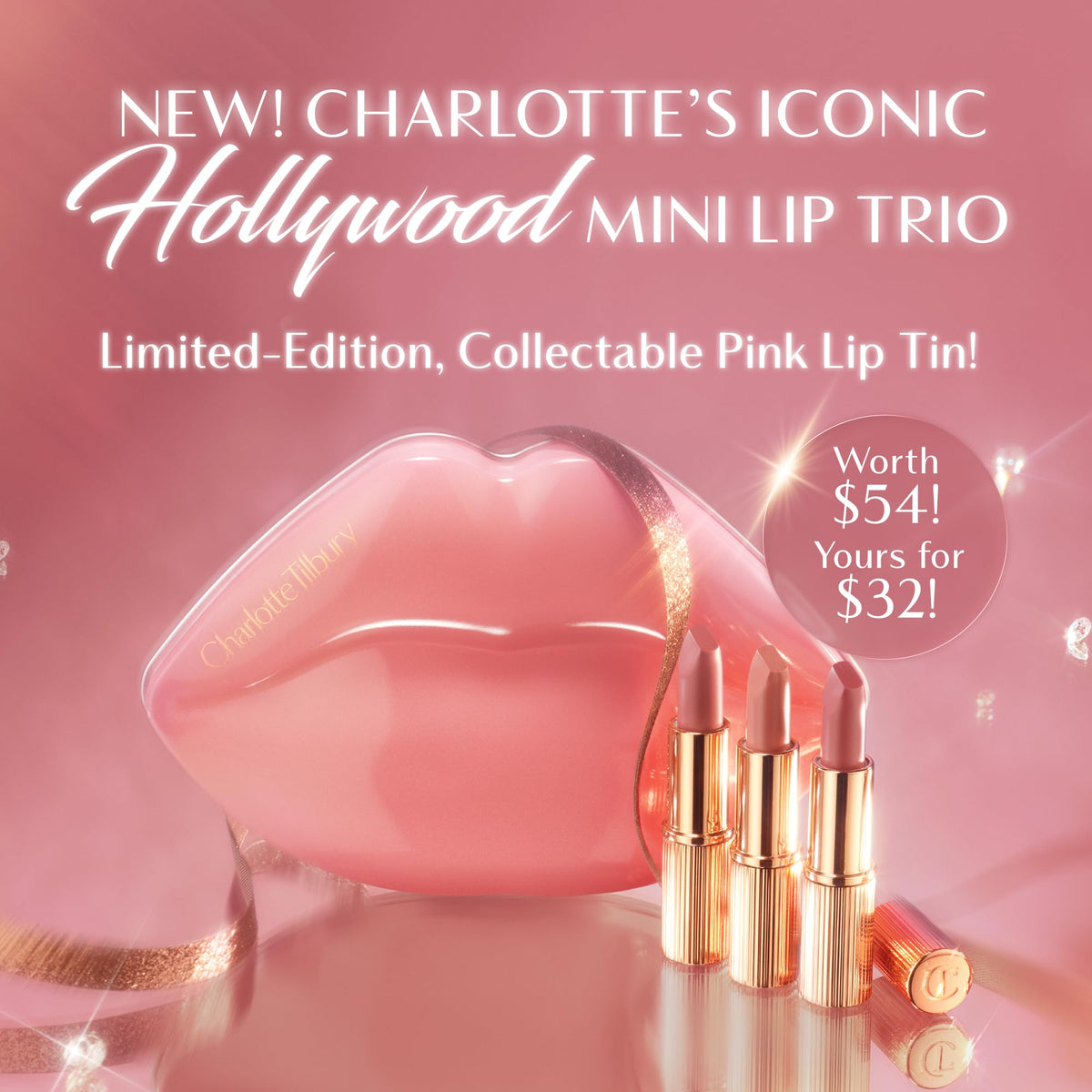 Charlotte Tilbury K.I.S.S.I.N.G Lipstick Mini Trio packaging