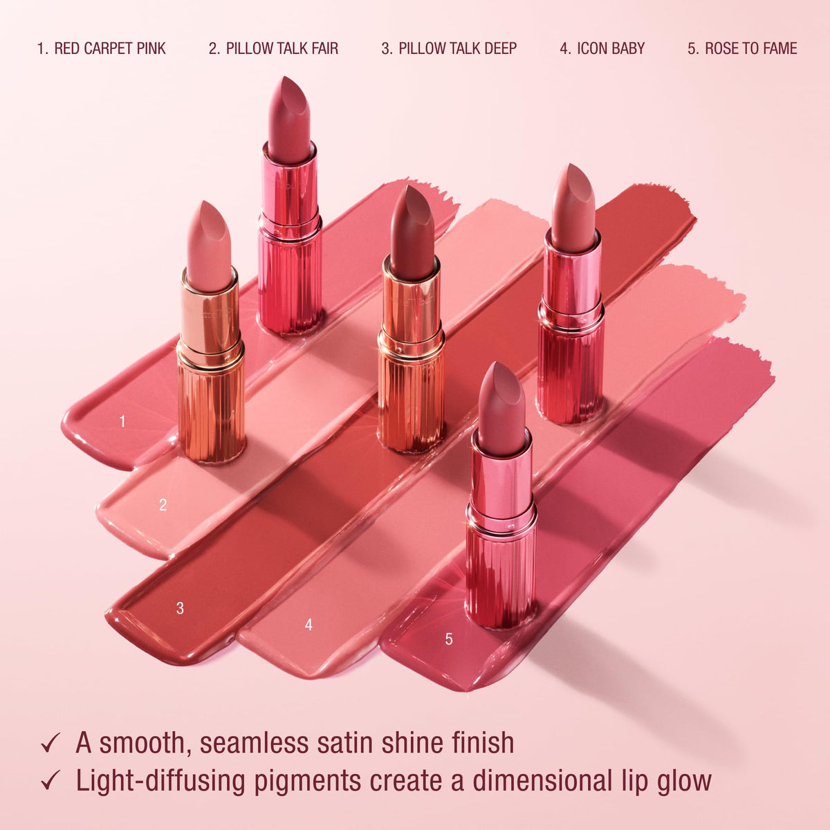 Charlotte Tilbury K.I.S.S.I.N.G Lipstick Pillow Talk Fair close-up