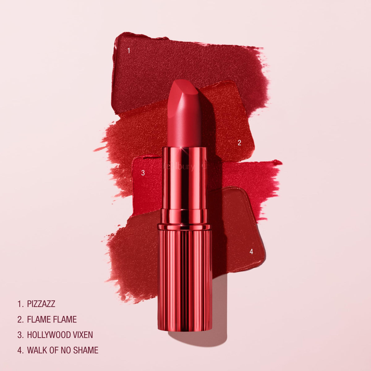 Charlotte Tilbury Matte Revolution Lipstick applied on model's lips