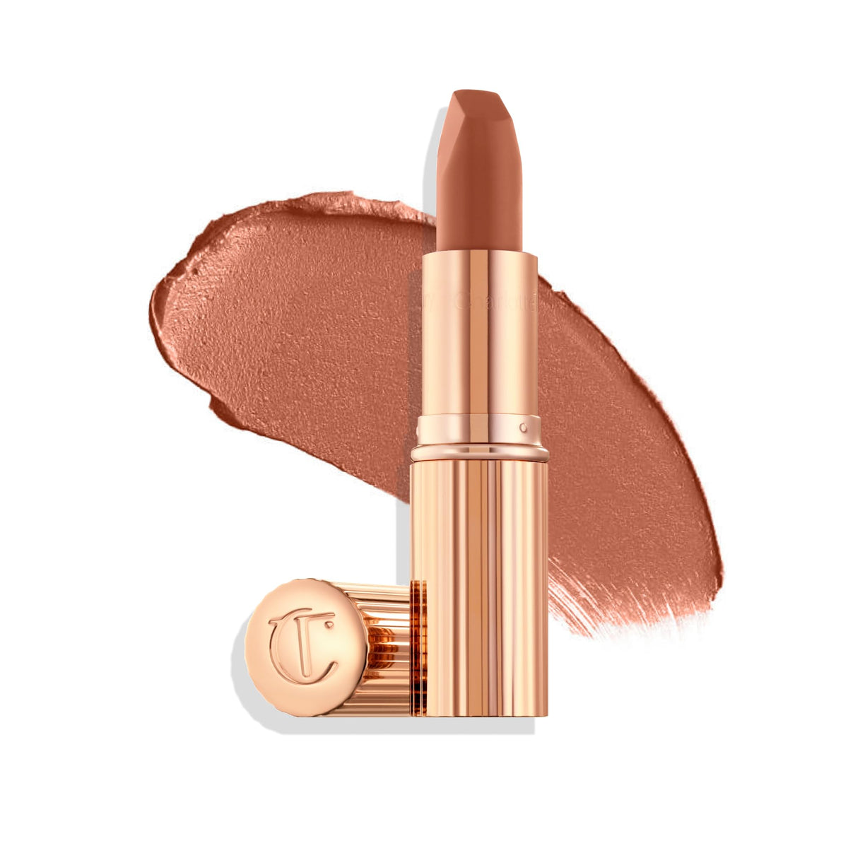 Charlotte Tilbury Matte Revolution Lipstick front view in neutral nude peach