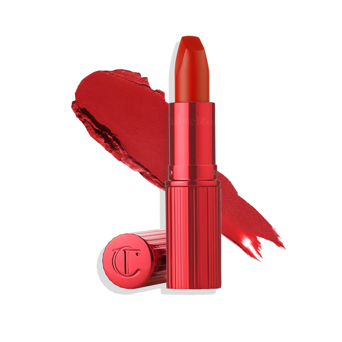 Charlotte Tilbury Matte Revolution Lipstick in Fame Flame red shade front view