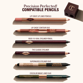 Charlotte Tilbury pencil sharpener showing easy-to-empty design
