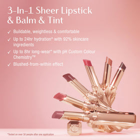 Charlotte Tilbury Pillow Talk Blush Balm Lip Tint application on lips