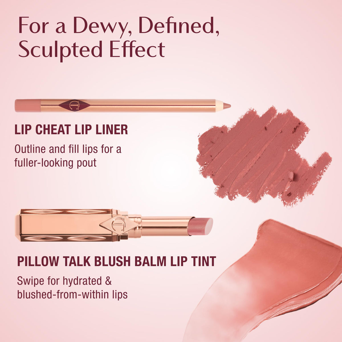 Charlotte Tilbury Pillow Talk Blush Balm Lip Tint in natural light