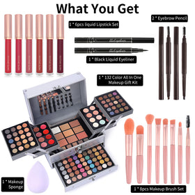CHARMCODE Makeup Gift Set includes lip gloss and brushes
