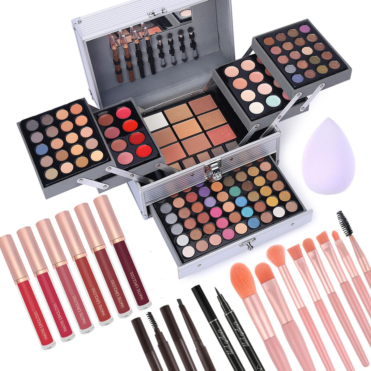 CHARMCODE Makeup Gift Set with 132-color makeup case