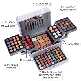 CHARMCODE makeup set with lip glosses and brushes displayed