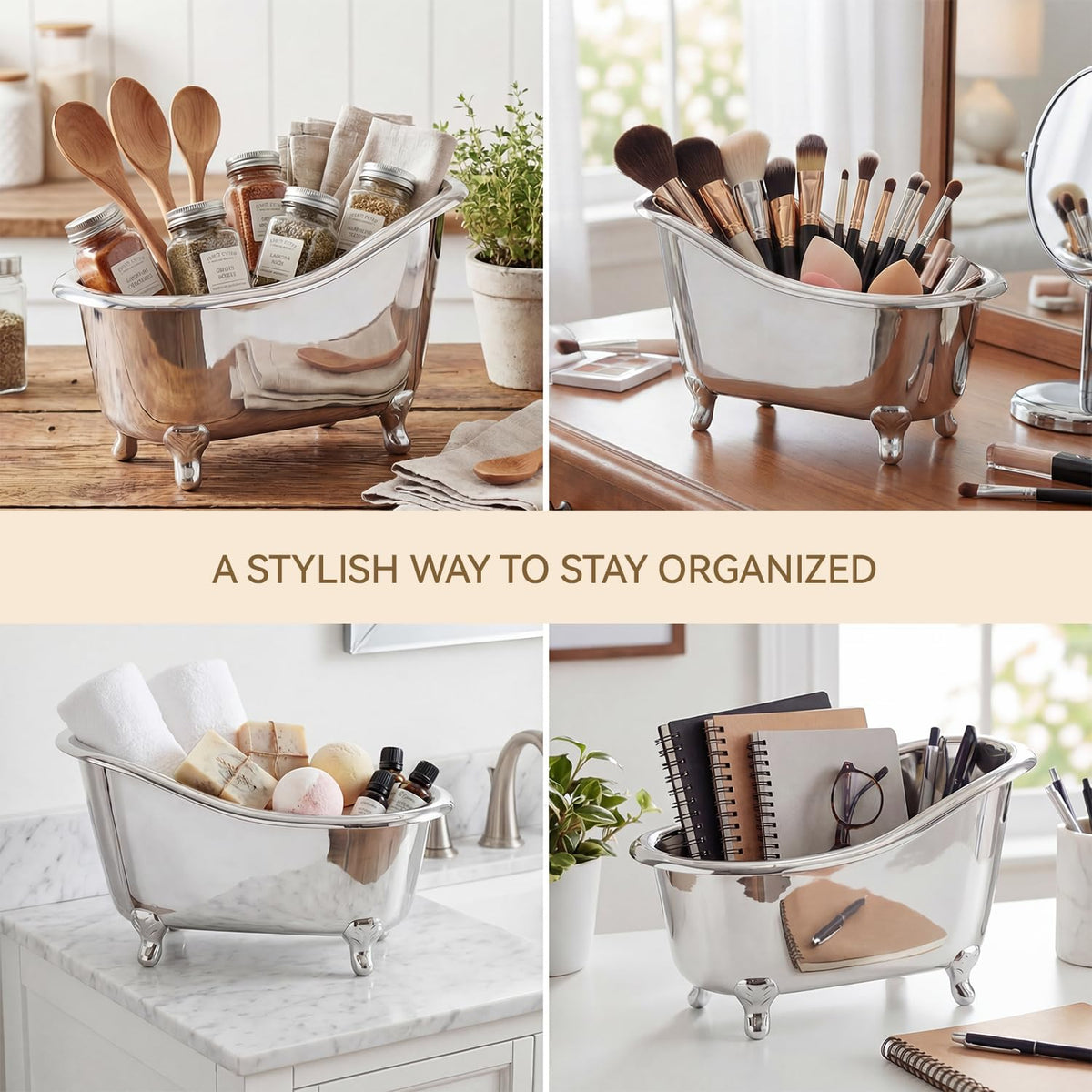Charming bathtub used for Spa Luxetique gift set storage