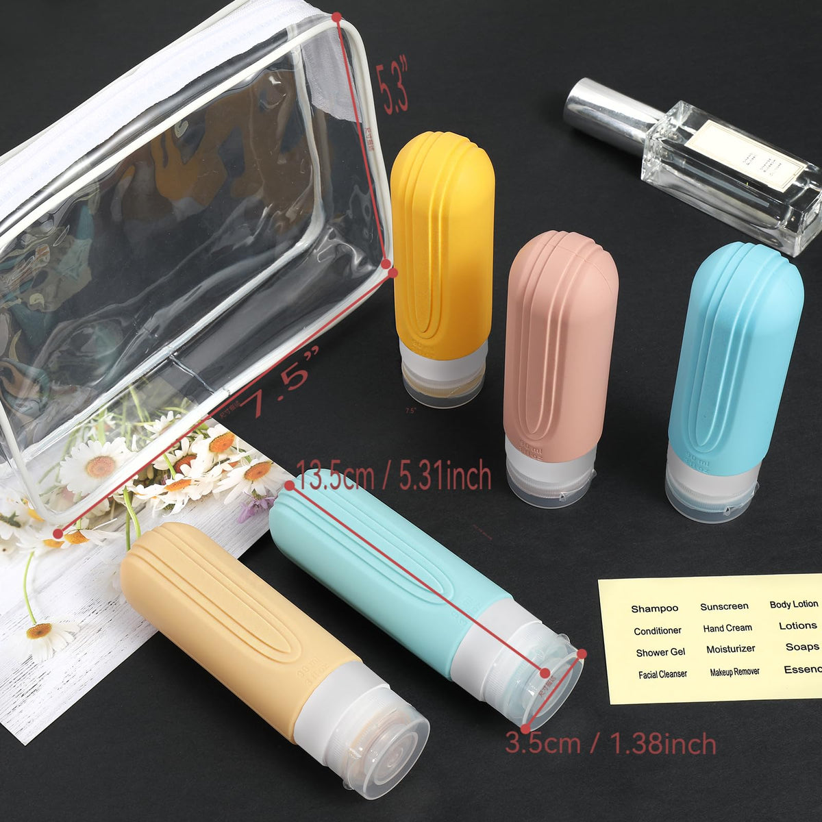 CHEODIN travel bottles arranged in a stylish manner