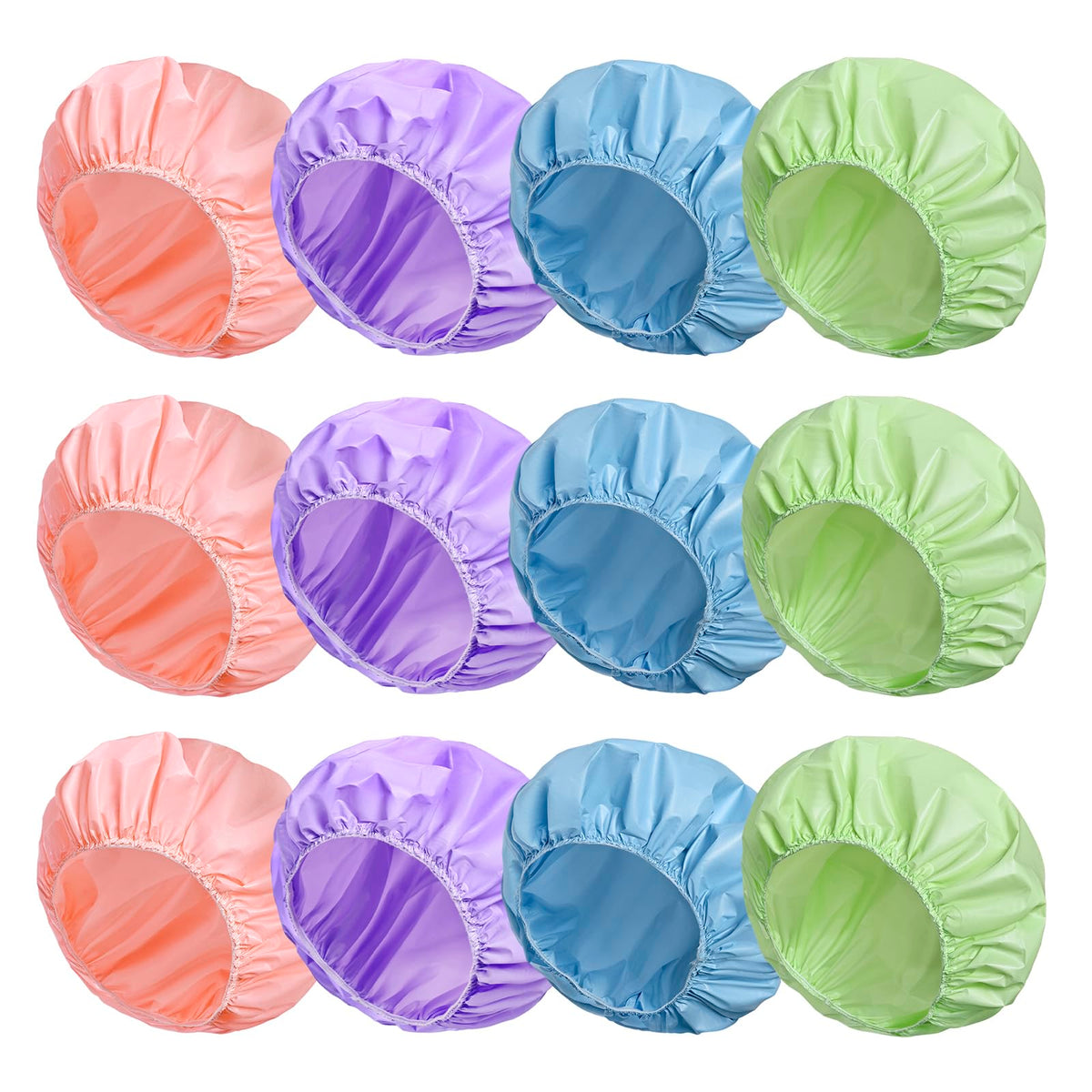 CHFONG 12 PCS reusable waterproof shower caps in assorted colours