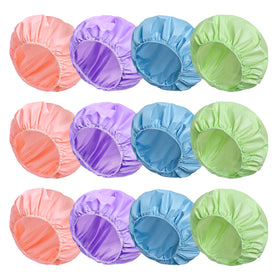 CHFONG 12 PCS reusable waterproof shower caps in assorted colours