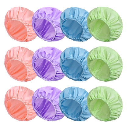CHFONG 12 PCS reusable waterproof shower caps in assorted colours