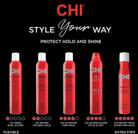 CHI Helmet Head Extra Firm Hairspray 10 Oz lifestyle scene