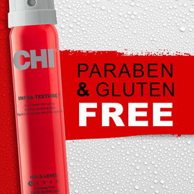 CHI Infra Texture Dual Hair Spray 100g in a bathroom setting