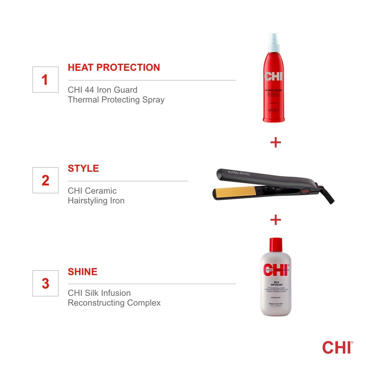 CHI Original 1-inch Ceramic Hair Straightener with styling results