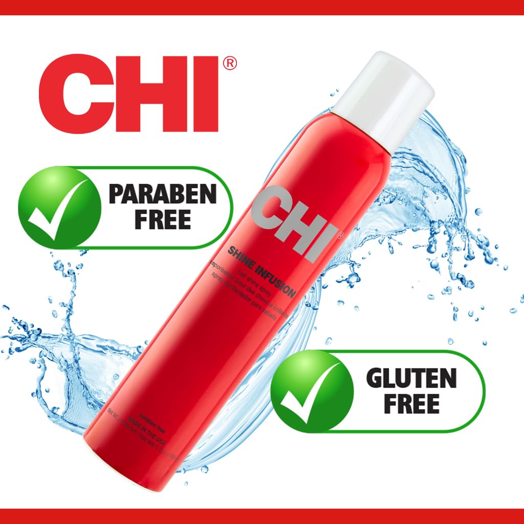 CHI Shine Infusion Hair Spray application on hair