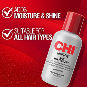 CHI Silk Infusion Leave-In Hair application on hair