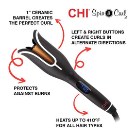 CHI Spin N Curl 1″ Ceramic Rotating Curling Iron digital temperature display