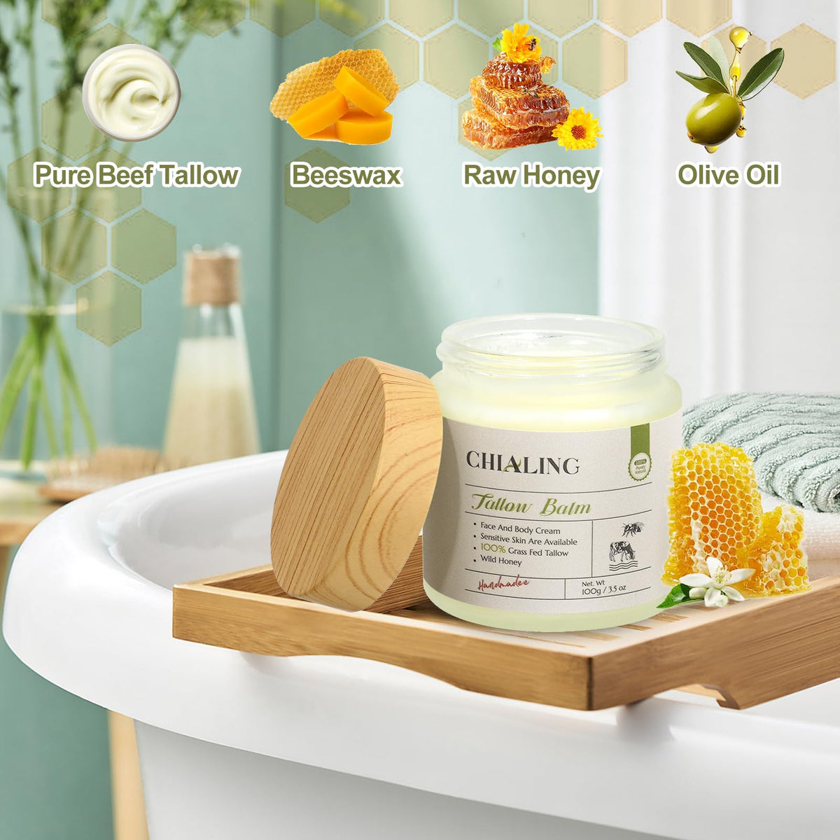 Chialing Beef Tallow Face Moisturizer with natural ingredients