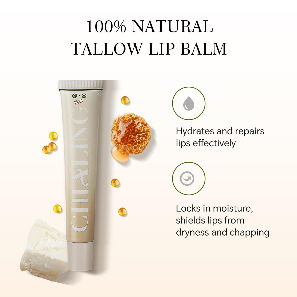Chialing Beef Tallow Lip Balm peppermint tube side view