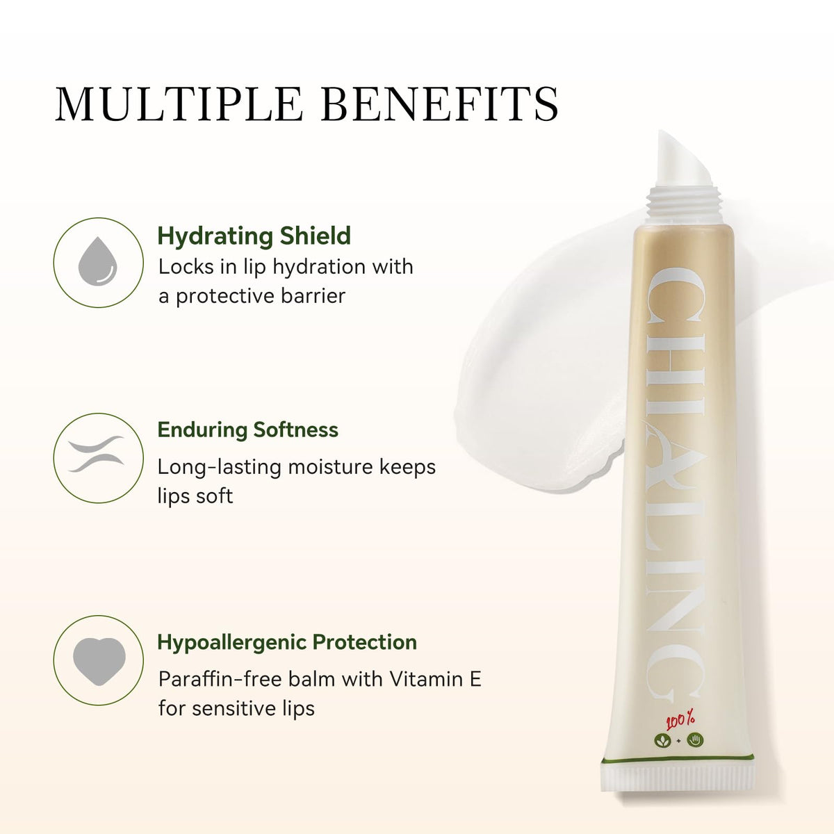 Chialing Beef Tallow Lip Balm peppermint tube with packaging