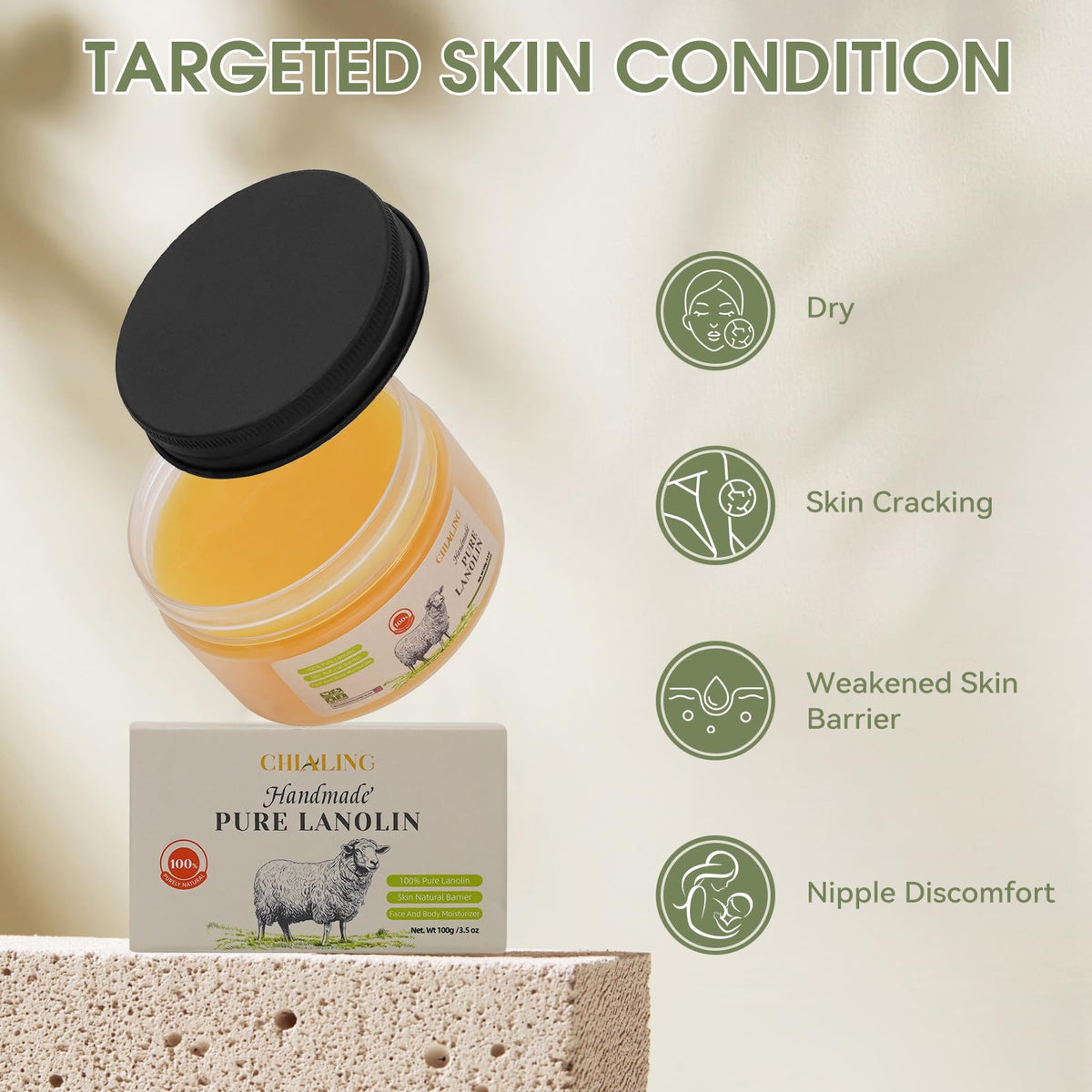 Chialing Lanolin Cream jar with unscented label