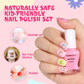 Child applying TOMICCA nail polish on nails