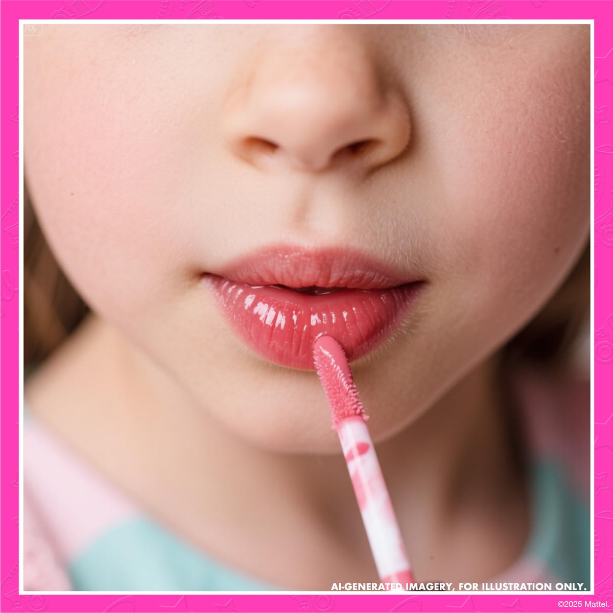 Child applying Townley Girl Barbie lip gloss at a slumber party