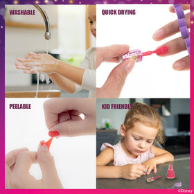 Child applying Townley Girl nail polish with toe separators