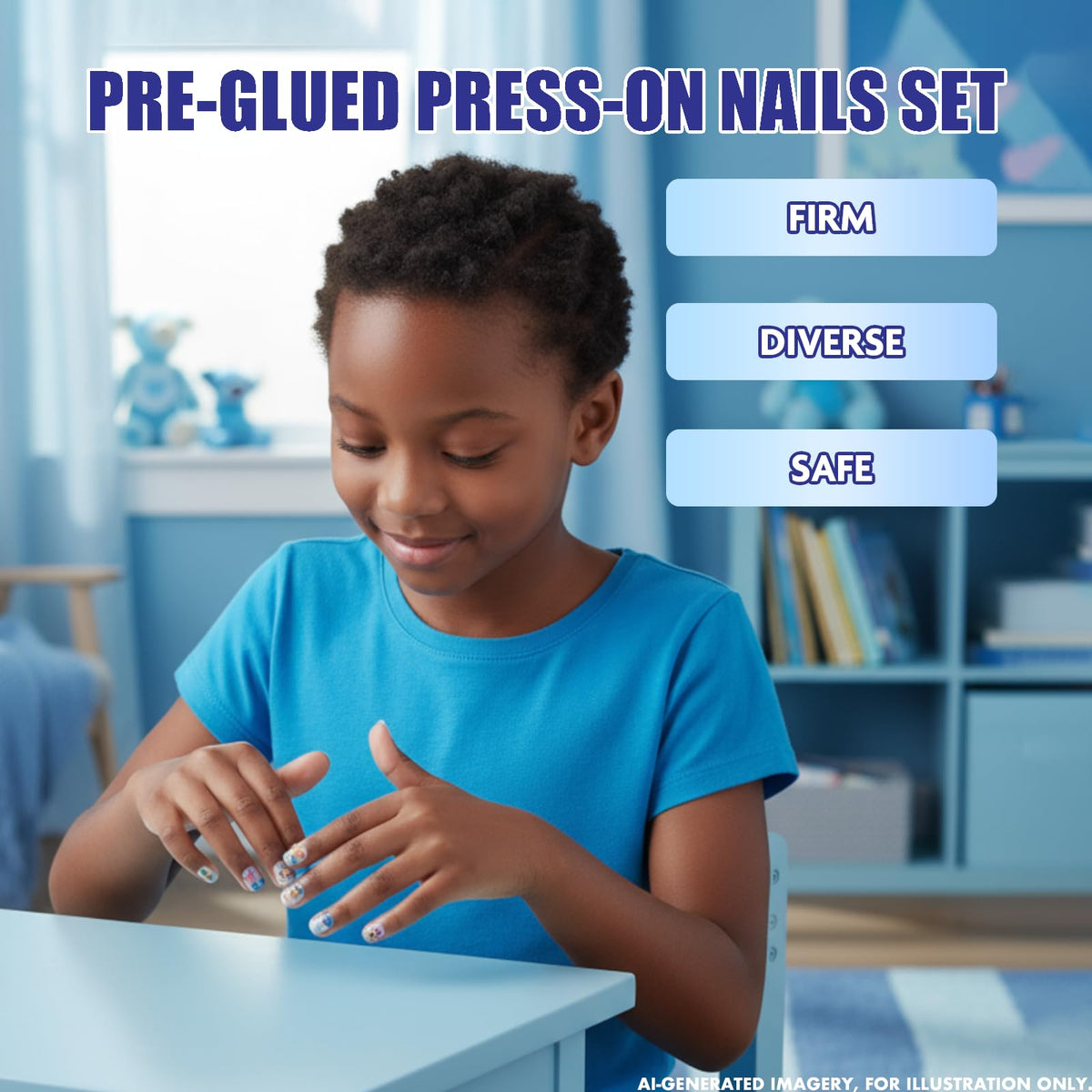 Child applying Townley Girl press-on nails